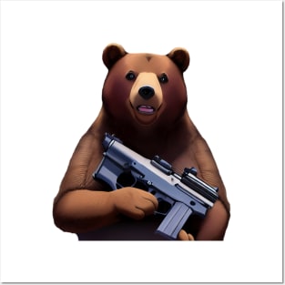 Bear Gun Sticker Posters and Art